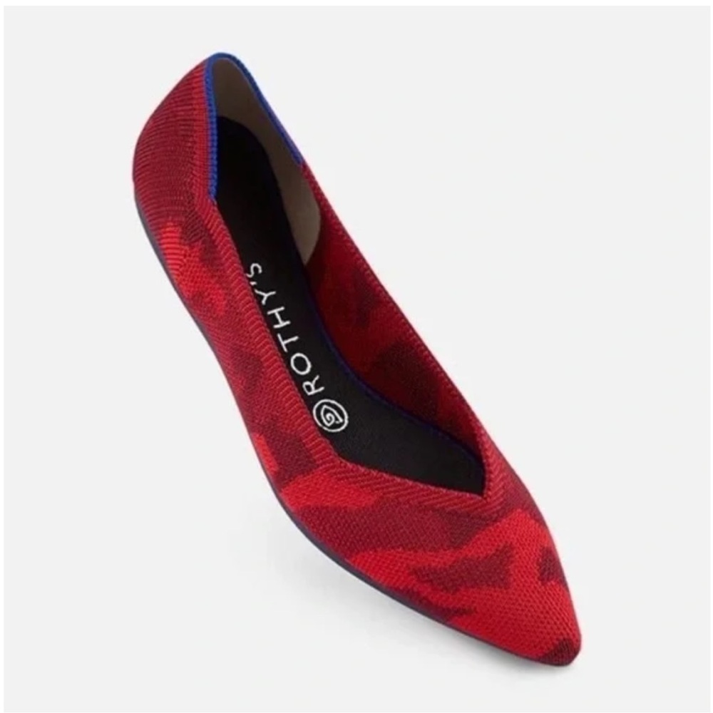 Rothy’s The Point Red Camo Pointed Toe Flats (Retired Print)